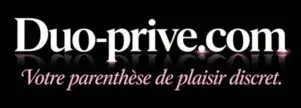 Logo Duo Privé avec la phrase “Votre parenthèse de plaisir discret”, représentant un service de téléphone et tchat sensuel, discret et chaleureux.
