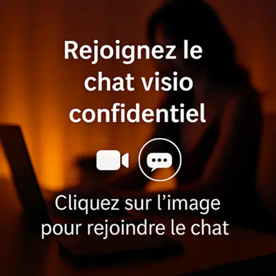 Image illustrant le chat visio Duo Privé, un espace d’échange authentique et confidentiel, accessible depuis mobile ou ordinateur pour des conversations sensuelles, discrètes et bienveillantes.